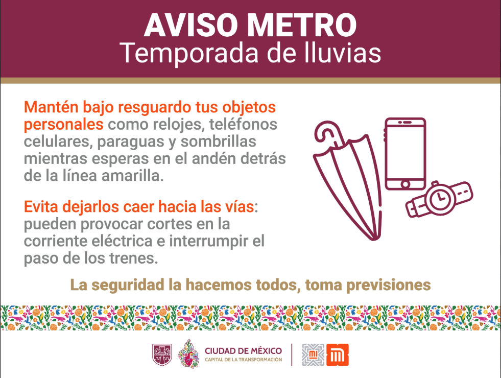 Cuidad tus pertenencias en el Metro